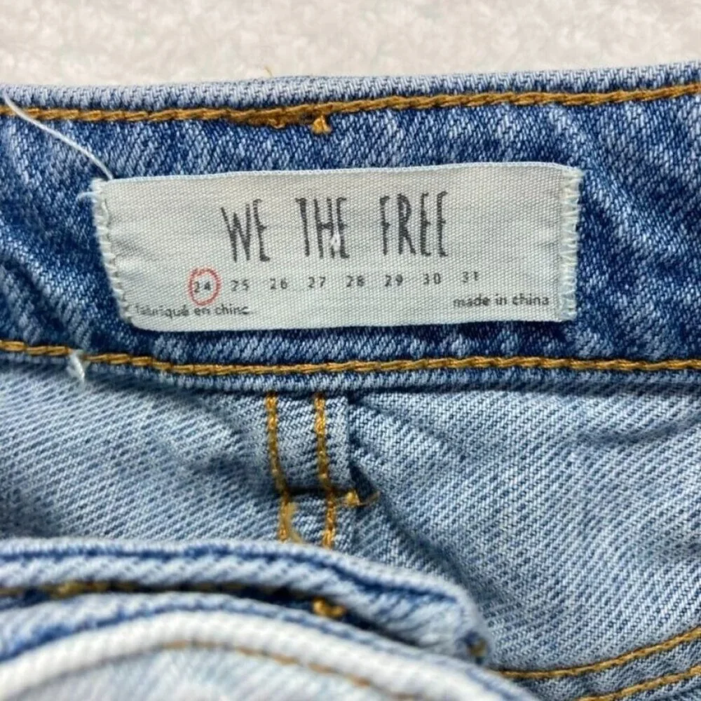 We The Free Womens Denim Mini Skirt‎ Size 24 Buttonfly Color Block Free People